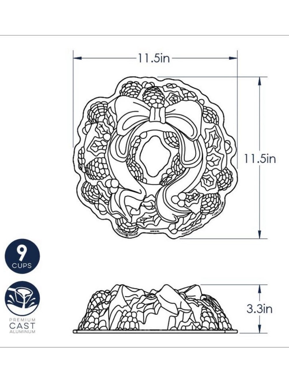 Nordic Ware Christmas Holiday Wreath Bundt Cake Pan - Picture 6 of 7